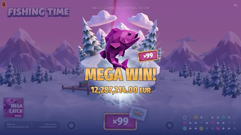 Mega Win screen in Fishing Time